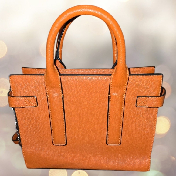 Tahari Orange Textured Leather Satchel – Silver Hardware, Career Tote, NWOT - Picture 2 of 3